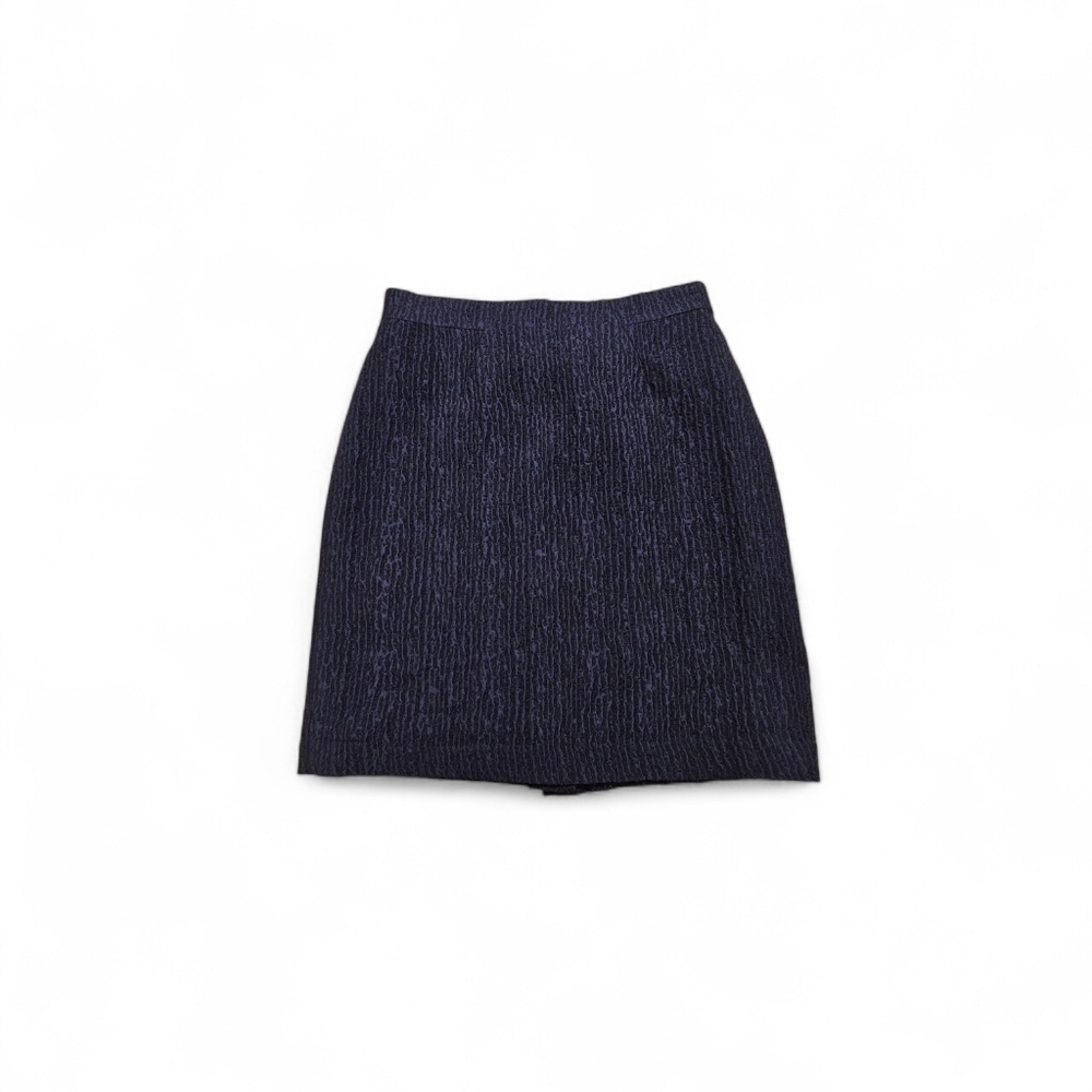Ann Taylor Textured Bi Stretch Textured Pencil Skirt In Navy Black Size 6 NWT - Picture 2 of 9